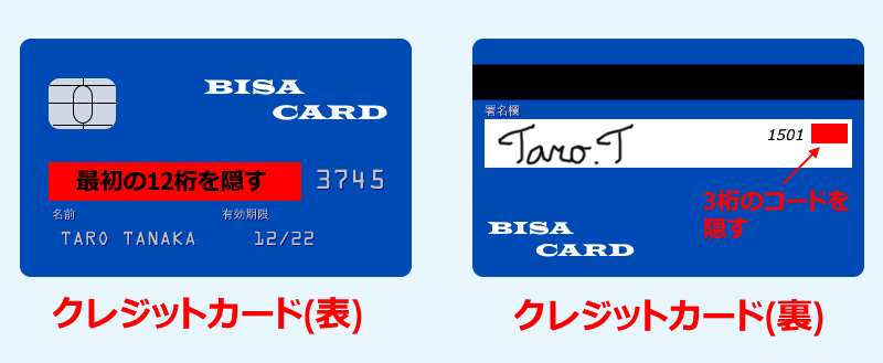 ザ・オプションの本人確認書類(クレジットカードの表と裏)